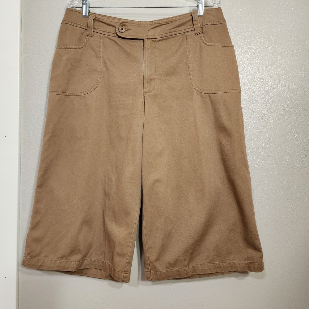 A.n.a Women's Capri Wide Leg Brown Size 14 100% Cotton